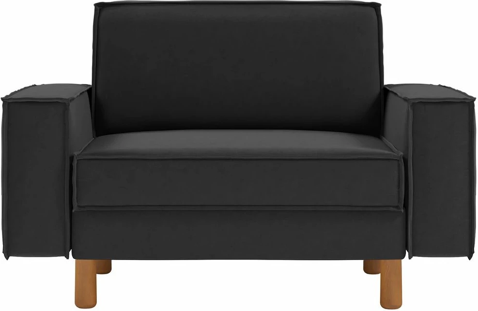 Karrige e madhe një vend, Atelier del Sofa, Sparrow Loveseat, ngjyrë gri e natës, këmbë dru arre