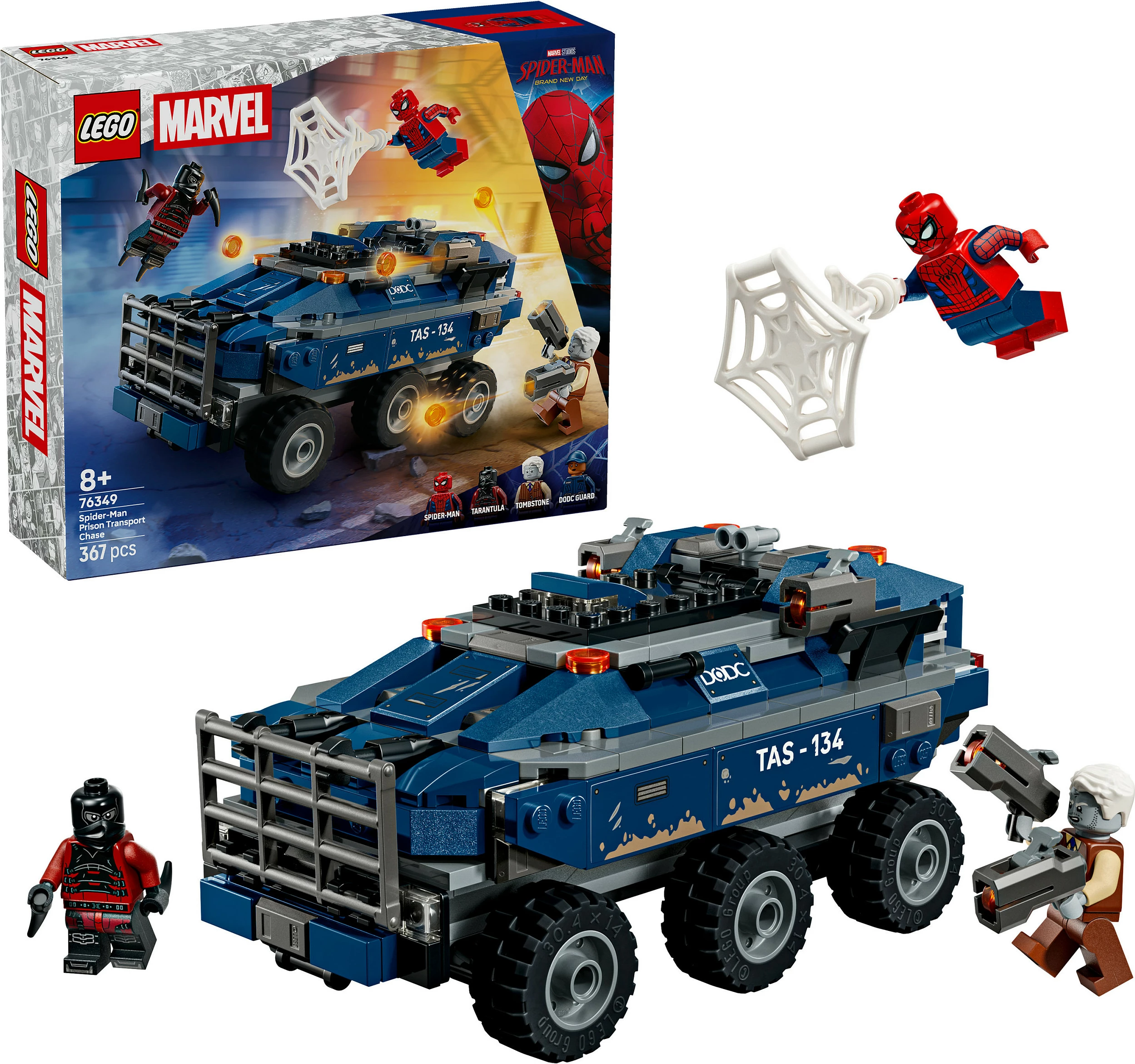 Set ndërtimi LEGO Marvel 76349 Spider-Man Prisoner Transport Chase, 367 pjesë, multikolor