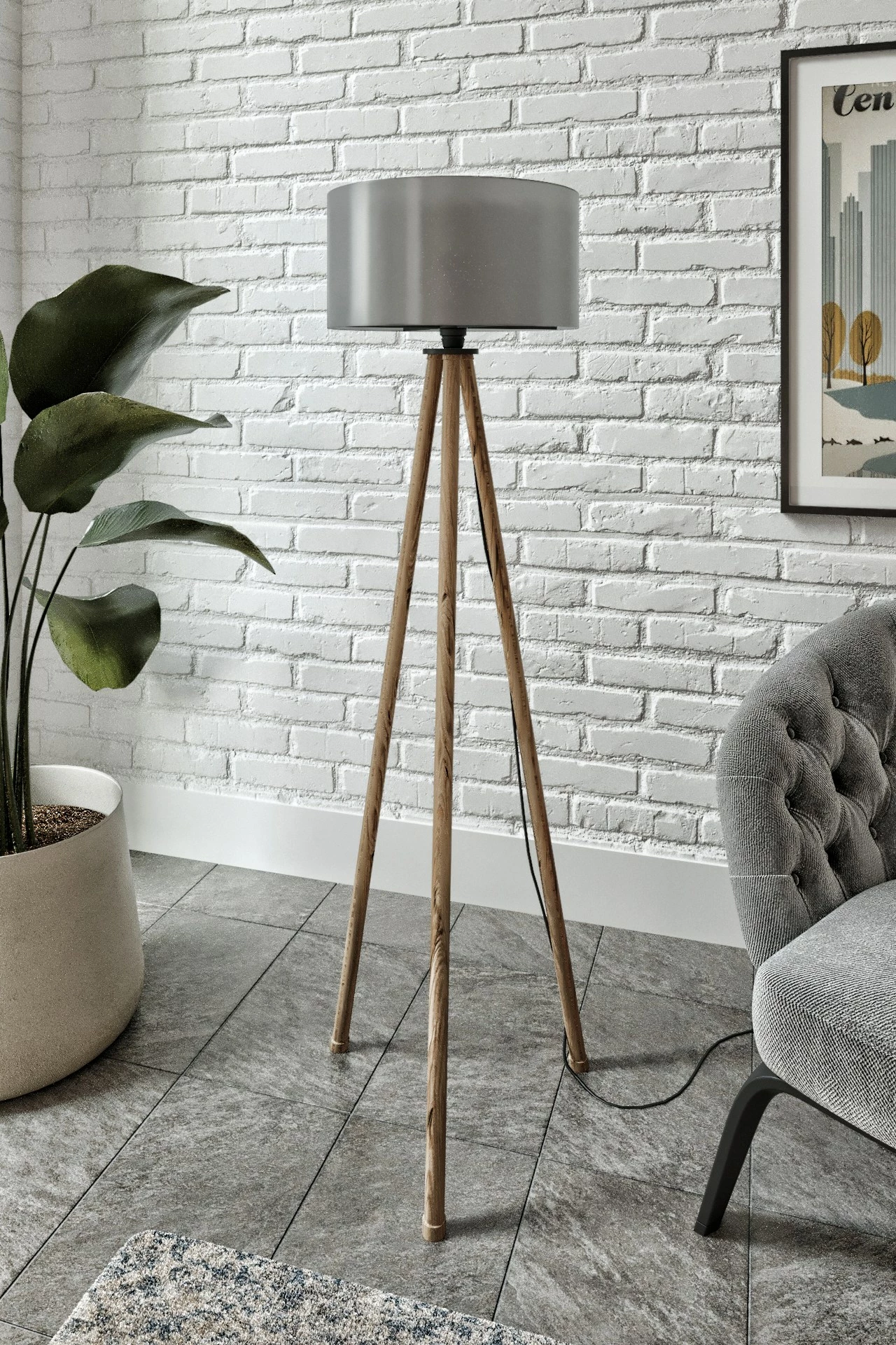 Llambë dyshemeje Opviq, KS-11105, ngjyrë gri dhe kafe