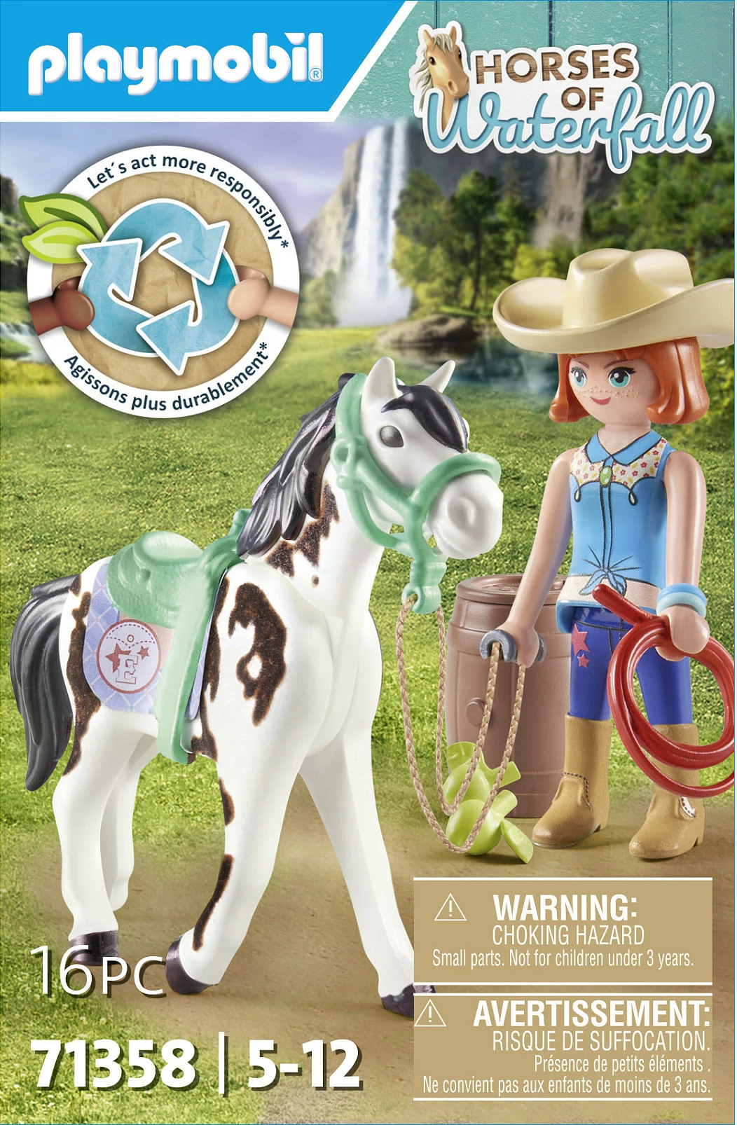 Set figurash lodër Playmobil Horses of Waterfall 71358, Ellie me kalë dhe aksesorë western, shumëngjyrësh