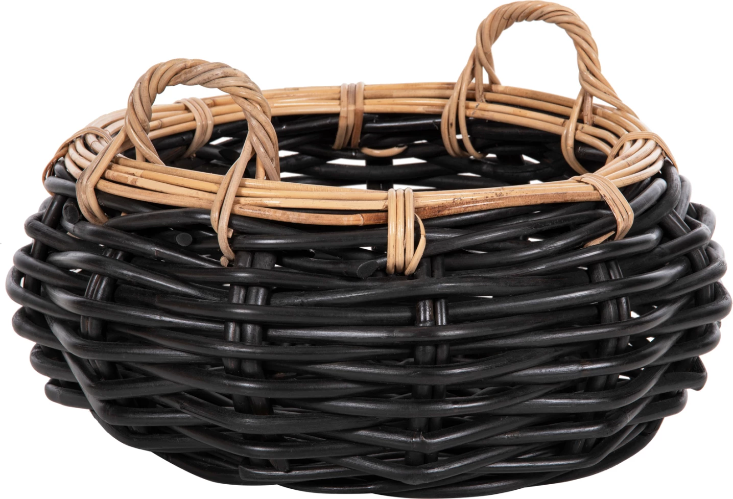 Shportë dyshemeje POTTS FH4378 CL rattan, ngjyrë zezë & natyrale, Φ62x36H cm