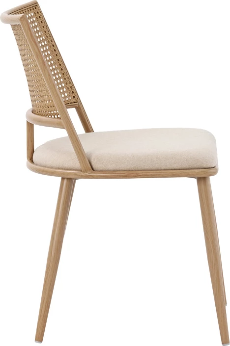 Karrige Giulia pe rattan, pëlhurë bezhë-metal natyral 49x52x80cm