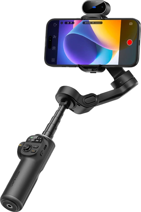 Gimbal stabilizues AOCHUAN Smart X2, 3-bosht, me sensor AI, krah zgjatues 20 cm, për celular 55–90 mm, deri 330 g, set me tripod, i zi