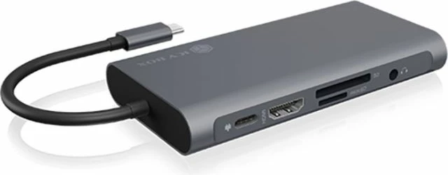 Docking station USB-C ICYBOX IB-DK4040-CPD Power Delivery 100W, 4K HDMI + VGA, antracit/zi