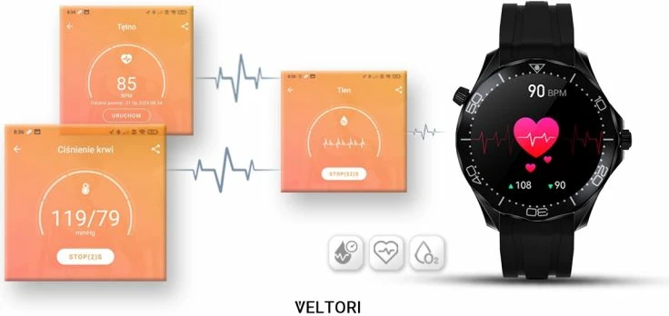 Smartwatch VELTORI unisex, e zezë