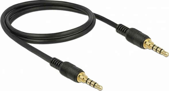 Kabllo audio DeLOCK 85595, 3.5mm mashkull-mashkull (4-pin), 1m, e zezë