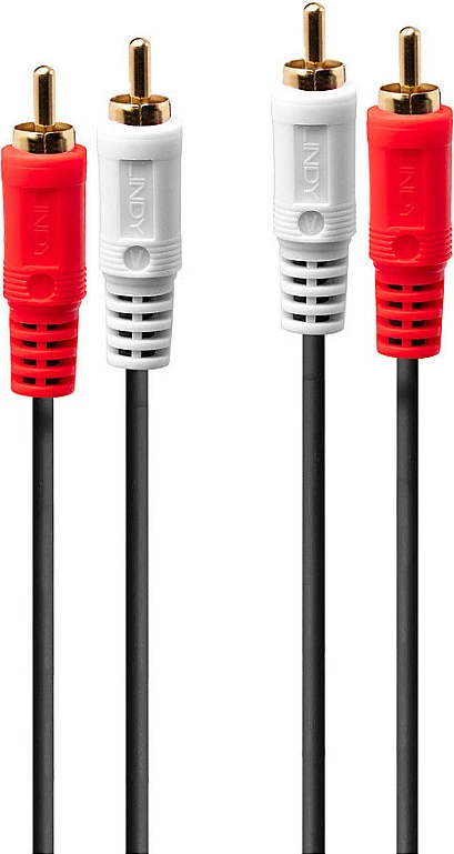 Kabllo audio Lindy 2x Phono/RCA, mashkull-mashkull, 3m, e zezë/kuqe/bardhë