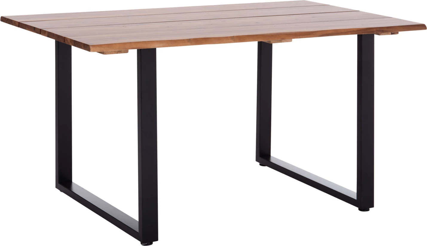 Tavolinë ngrënieje për jashtë, dru akacie natyrale, këmbë metalike, FRIGGO FH6296.02, 140x80x76cm