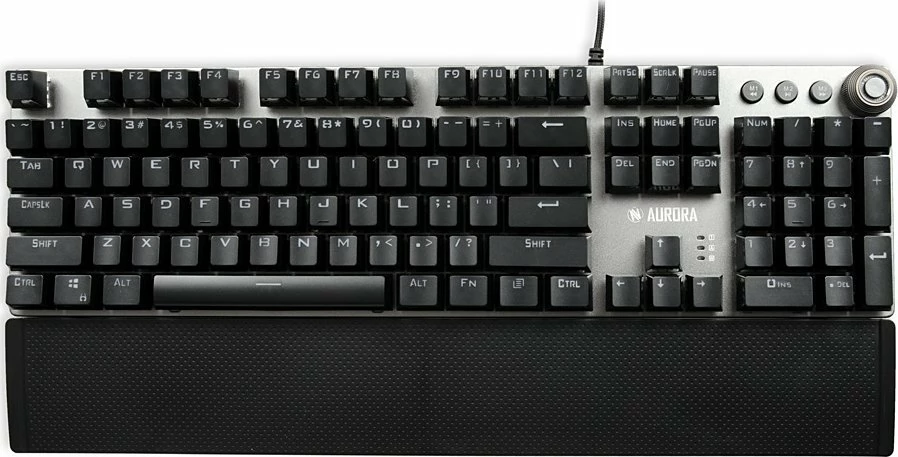 Tastierë mekanike gaming iBOX Aurora K-4 IKGMK4, RGB, KRGD Red Switch, full-size, me mbështetëse dore, argjend