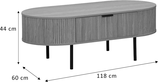 Tavolinë kafeje Scandi MDF natyrale me këmbë metali 118x60x44cm