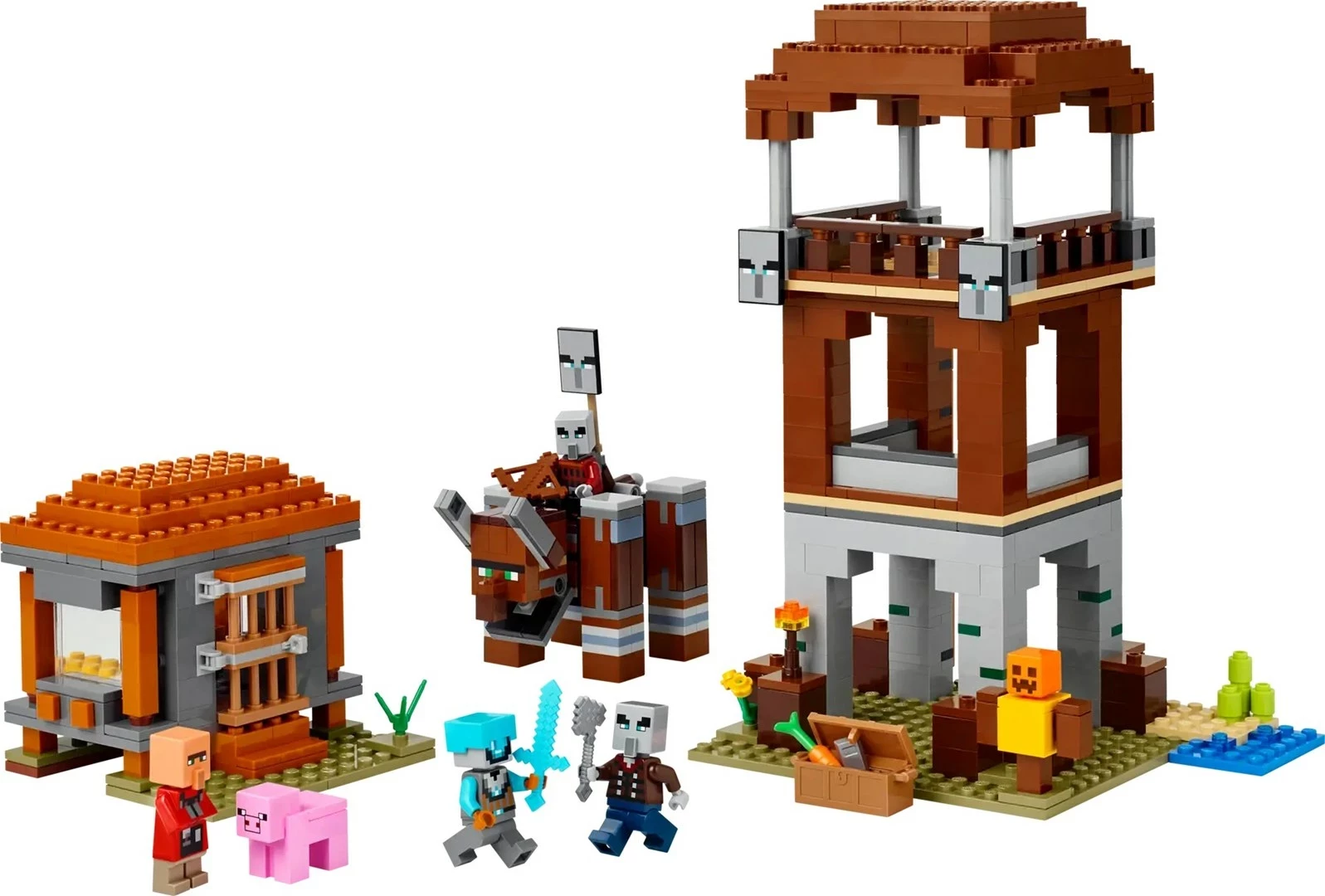 Set LEGO Minecraft 21278 The Pillager Outpost and Ravager, 665 pjesë