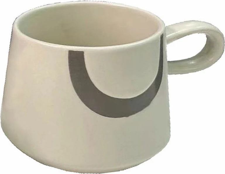 Filxhan Scandi, porcelan New Bone China, i bardhë me detaje gri, 8x8x8cm