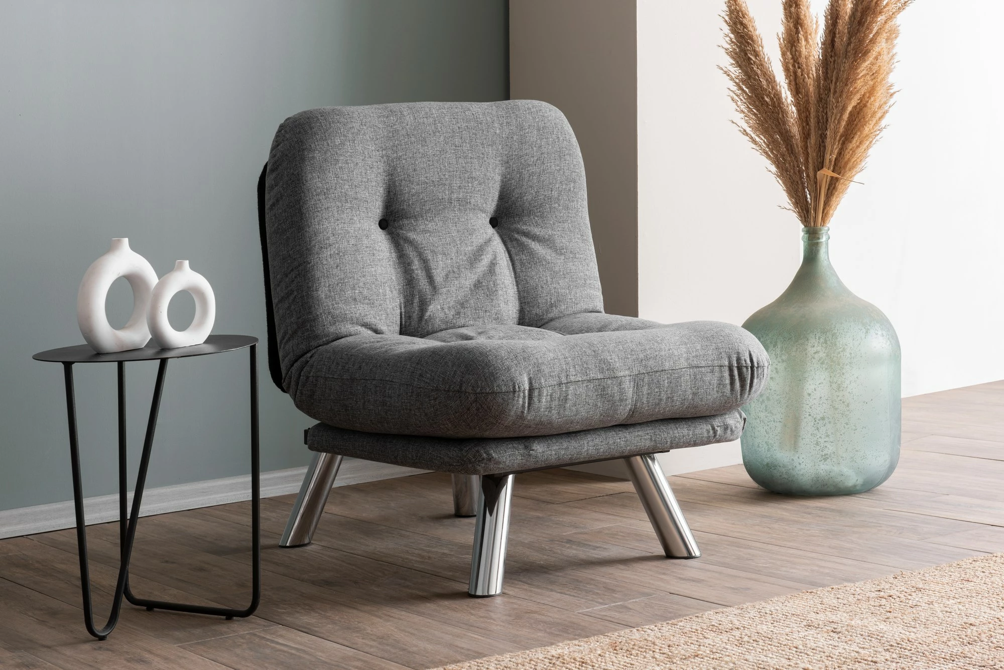 Krevat-karrige një vendësh Atelier del Sofa, Misa Small Solo, gri e çelët