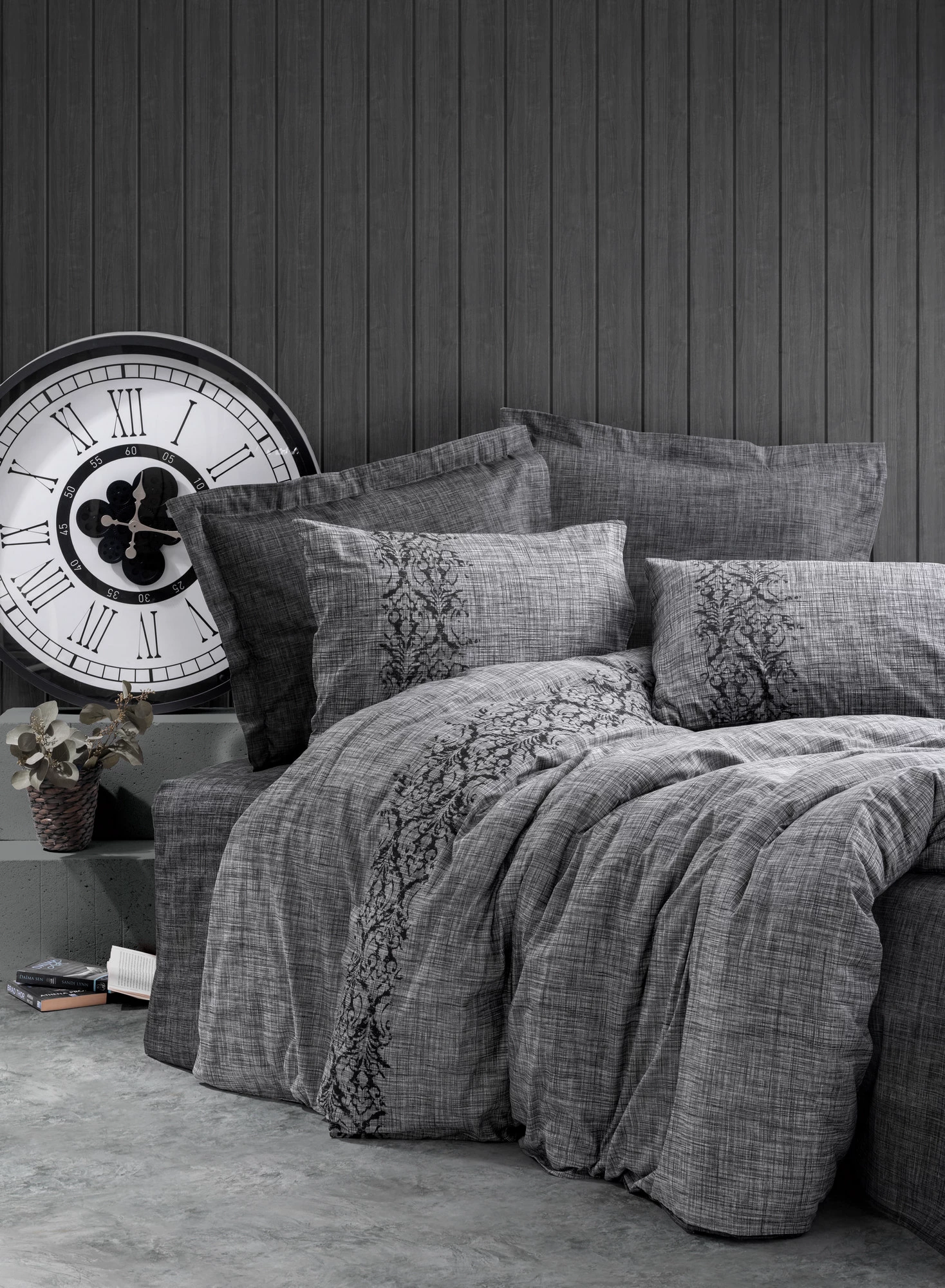 Set mbulesë për jorgan king size, L'Essentiel Linge de Maison, ngjyrë gri, Ranforce