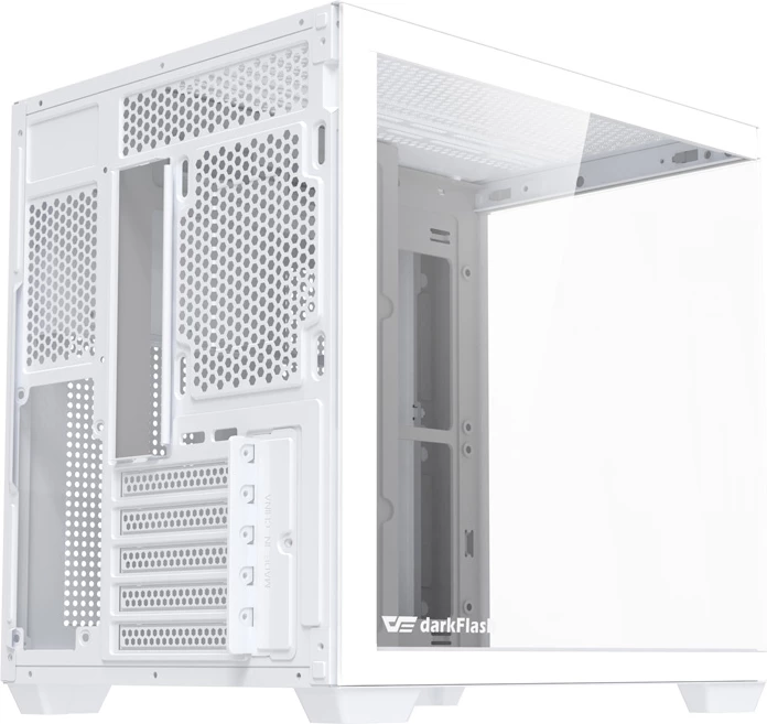 Kasë DarkFlash B275 Mini Tower për M-ATX/ITX, tempered glass, pa ventilatorë, e bardhë