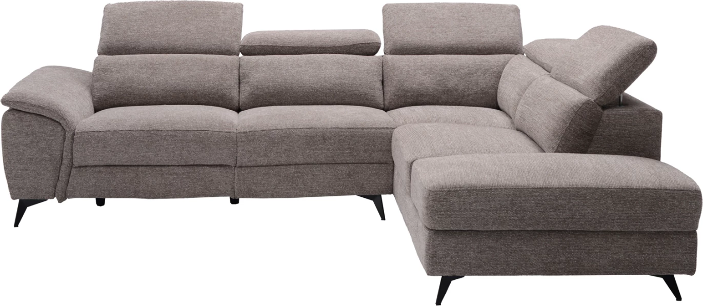 Këndare e djathtë RESTRO me recliner elektrik dhe hapësirë për depo, material bezhë, 284x224x76cm