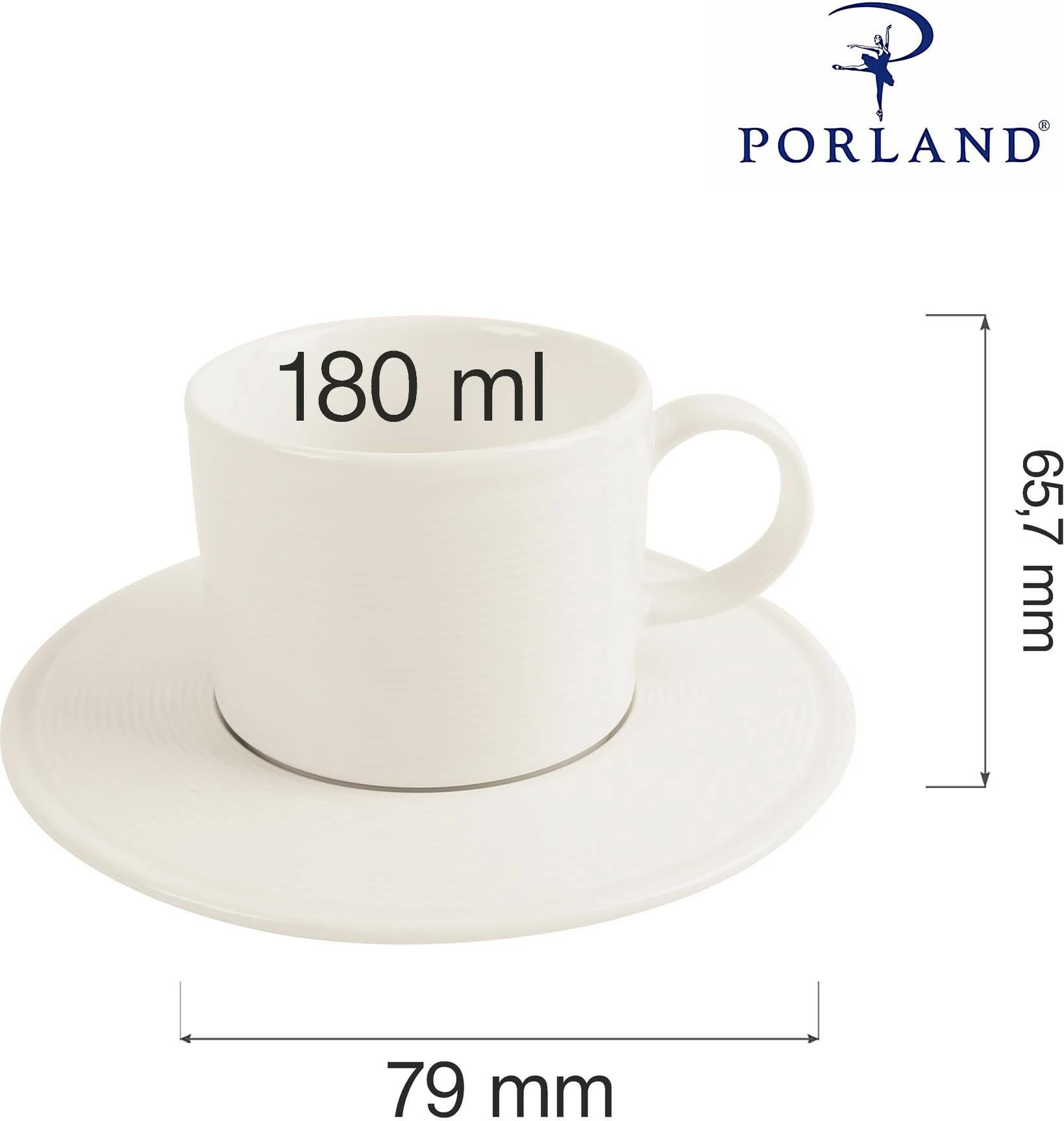 Filxhan kafeje Porland Line 180 ml, porcelan, krem, set 6 copë