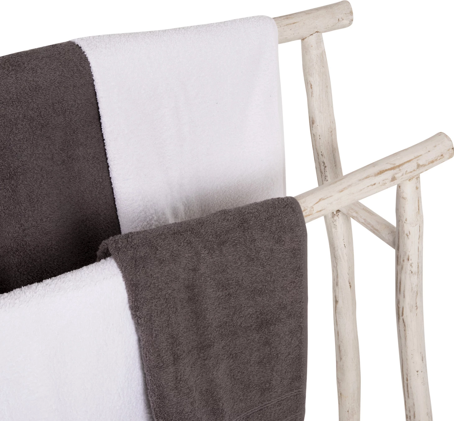 Varëse për peshqirë, degë tik, ngjyrë patina e bardhë, FH7908, 90x28x77-91H cm