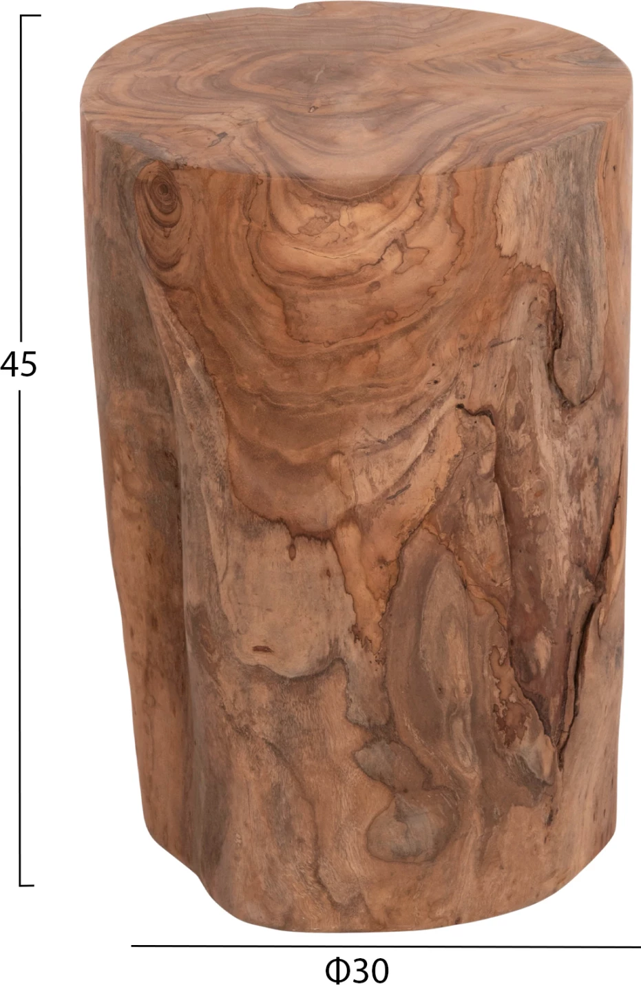 Tavolinë ndihmëse/ulëse TRONCO, dru tik, ngjyrë natyrale, FH9374.21, 30x45cm