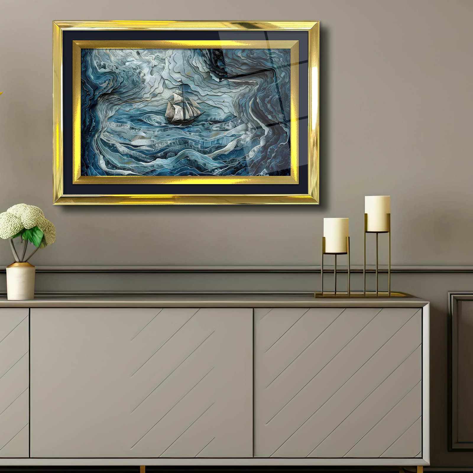 Pikturë dekorative me kornizë, Wallity, 4363Kromaltınct - 035, shumëngjyrëshe, 43x65cm