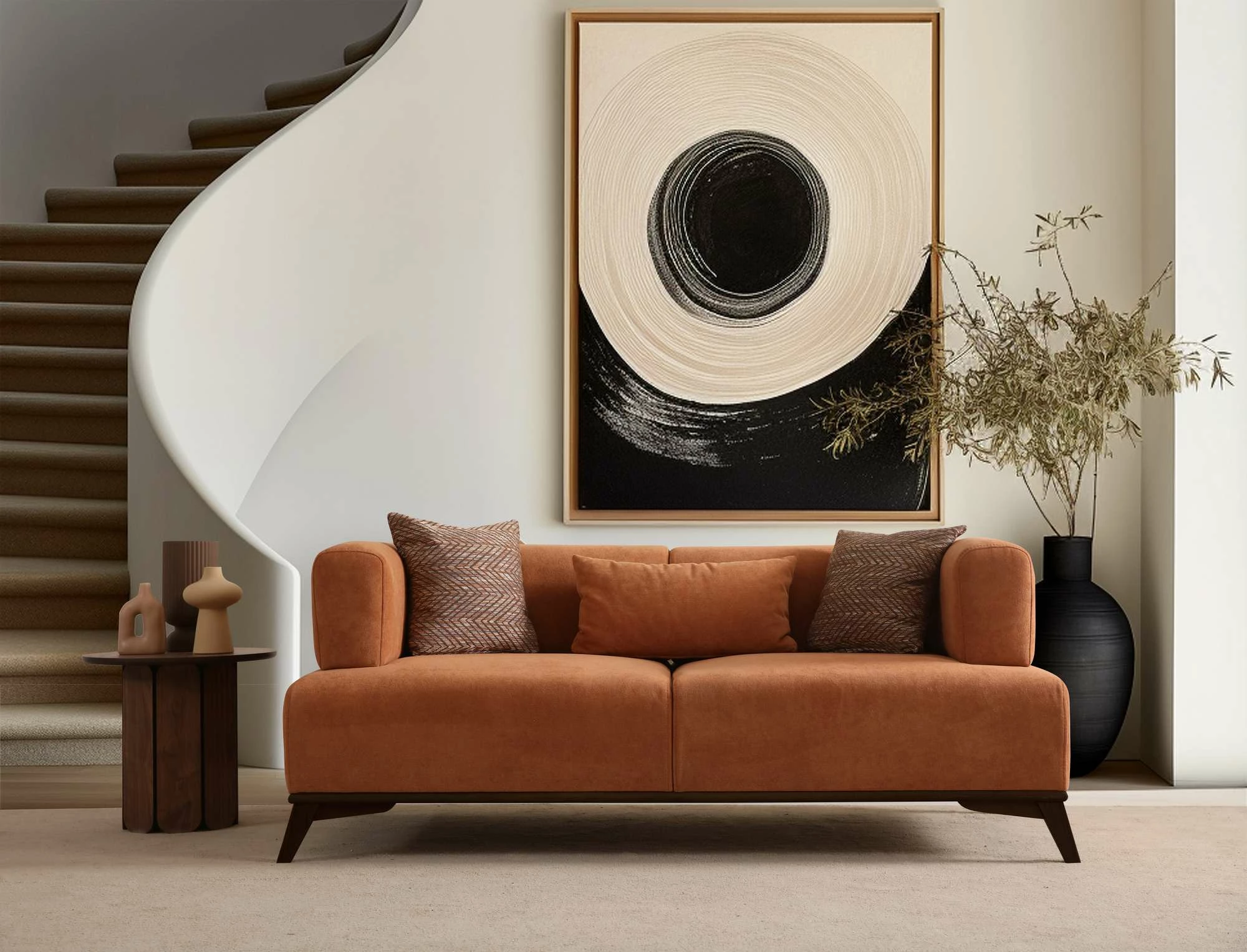 Divan dy ulës Hera, portokalli e zi, Atelier del Sofa