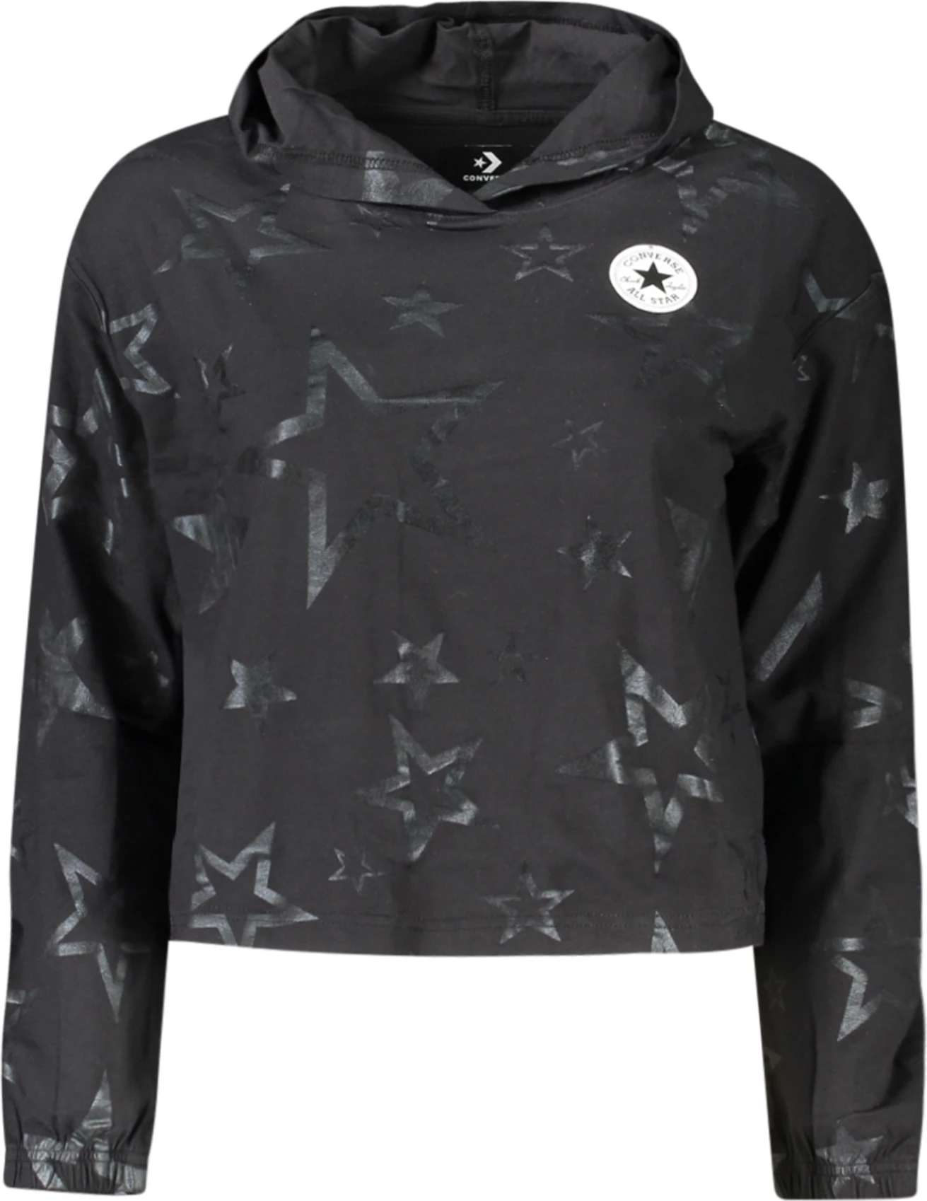 Maicë me kapuç Converse me mëngë të gjata për vajza, e zezë