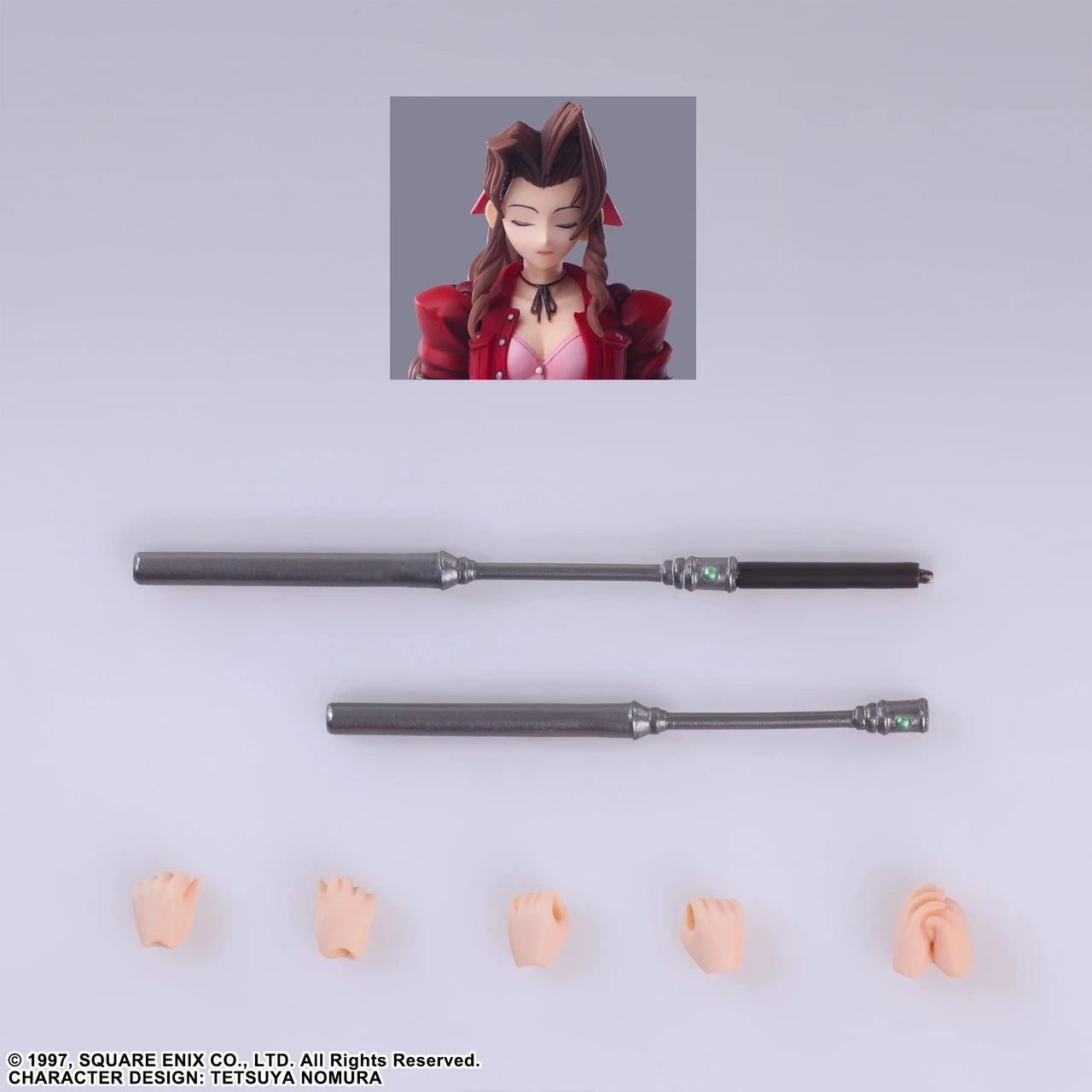 Figurinë aksioni Square Enix Bring Arts Aerith Gainsborough Digital Plus Edition 14 cm ABS/PVC, me stand dhe pjesë ndërruese, rozë/kuqe