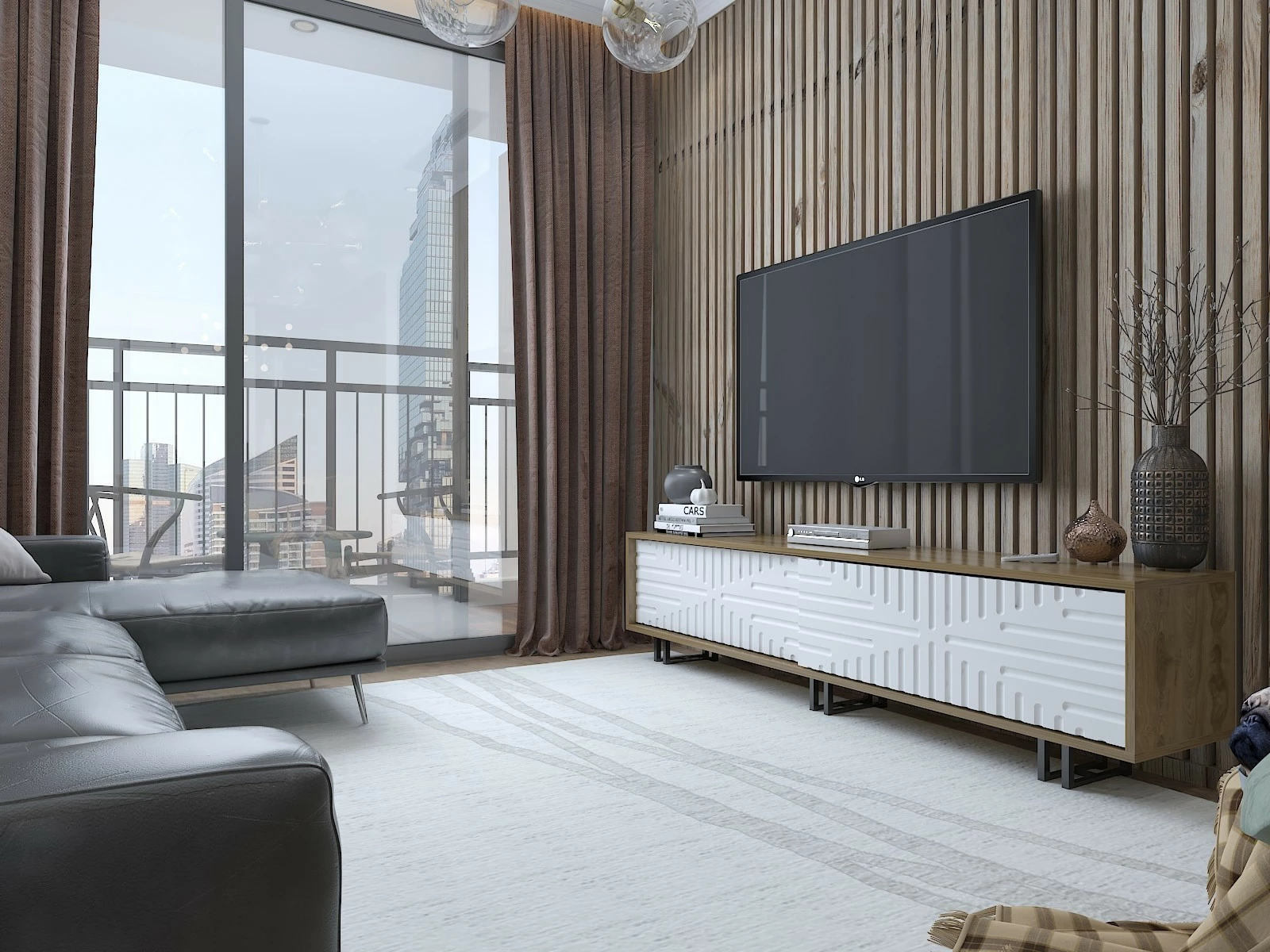 Komodë TV Hanah Home, Askal - Ud, e bardhë, lisi