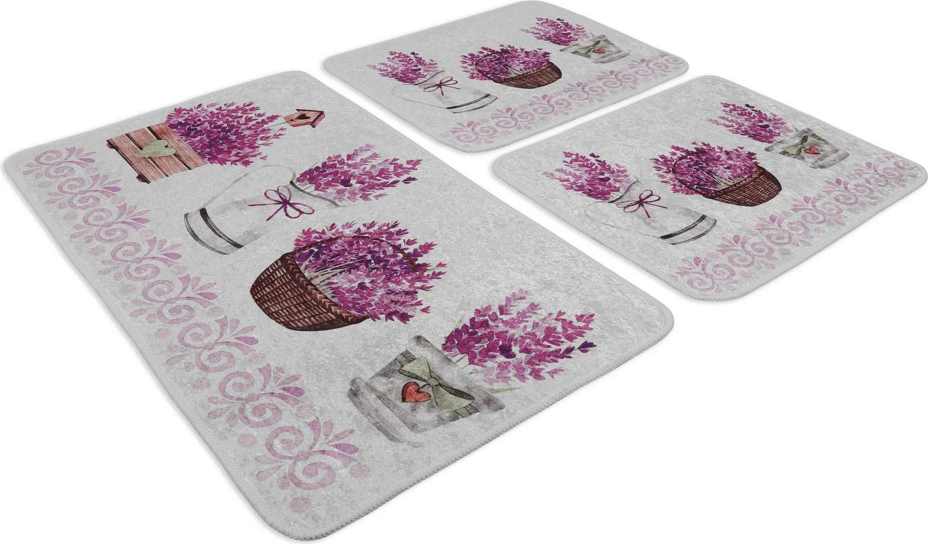 Set tapetash për banjo (3 copë), Mijölnir, Giardino Di Lavanda, shumëngjyrësh