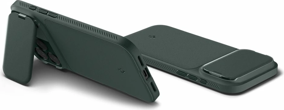 Mbështjellës Spigen Optik Armor MagSafe për iPhone 17 Pro/17 Pro Max, TPU+PC, mbrojtës kamere me slider, e gjelbër