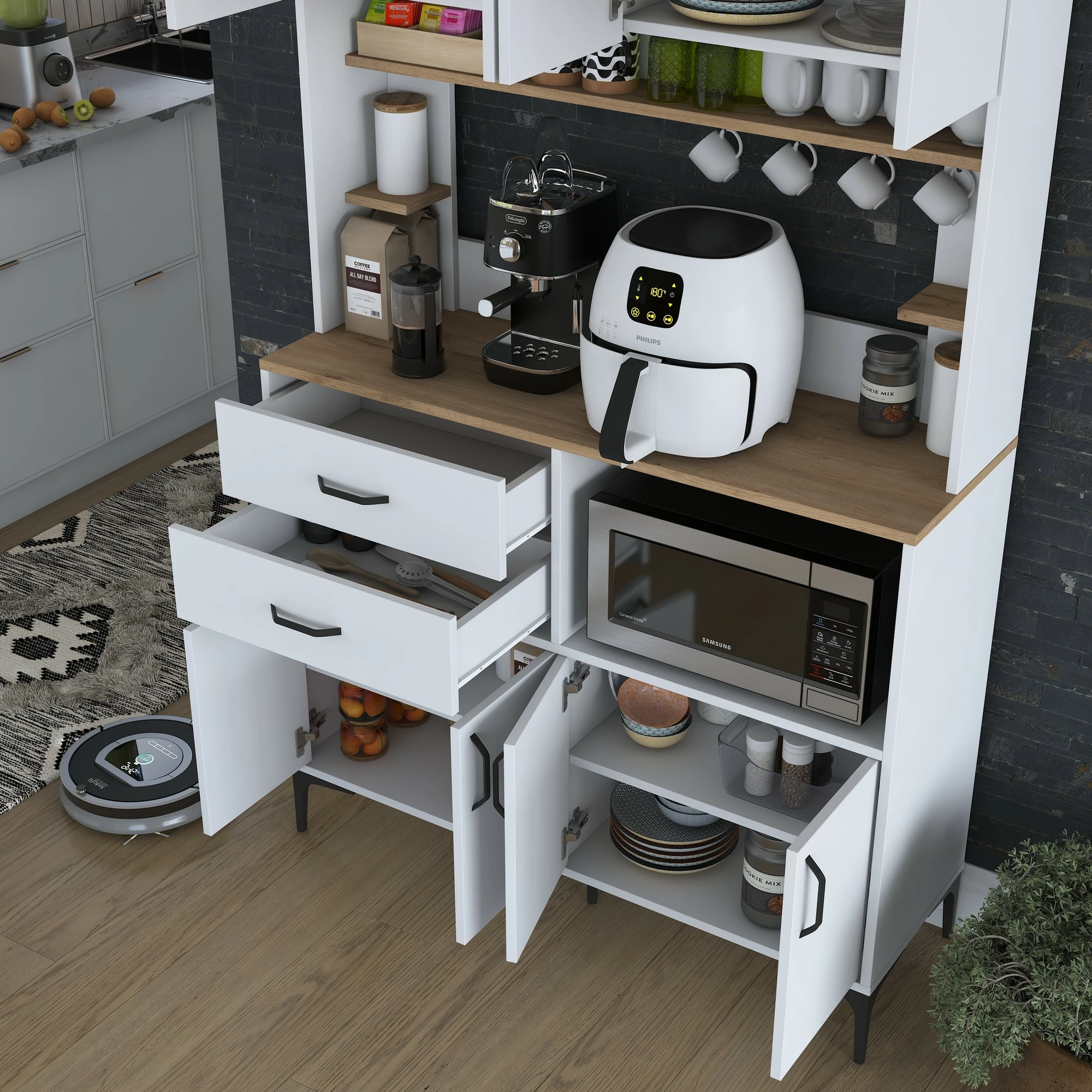 Dollap multifunksional Skye Decor, ngjyrë arrë dhe e bardhë, JE179 - 3402