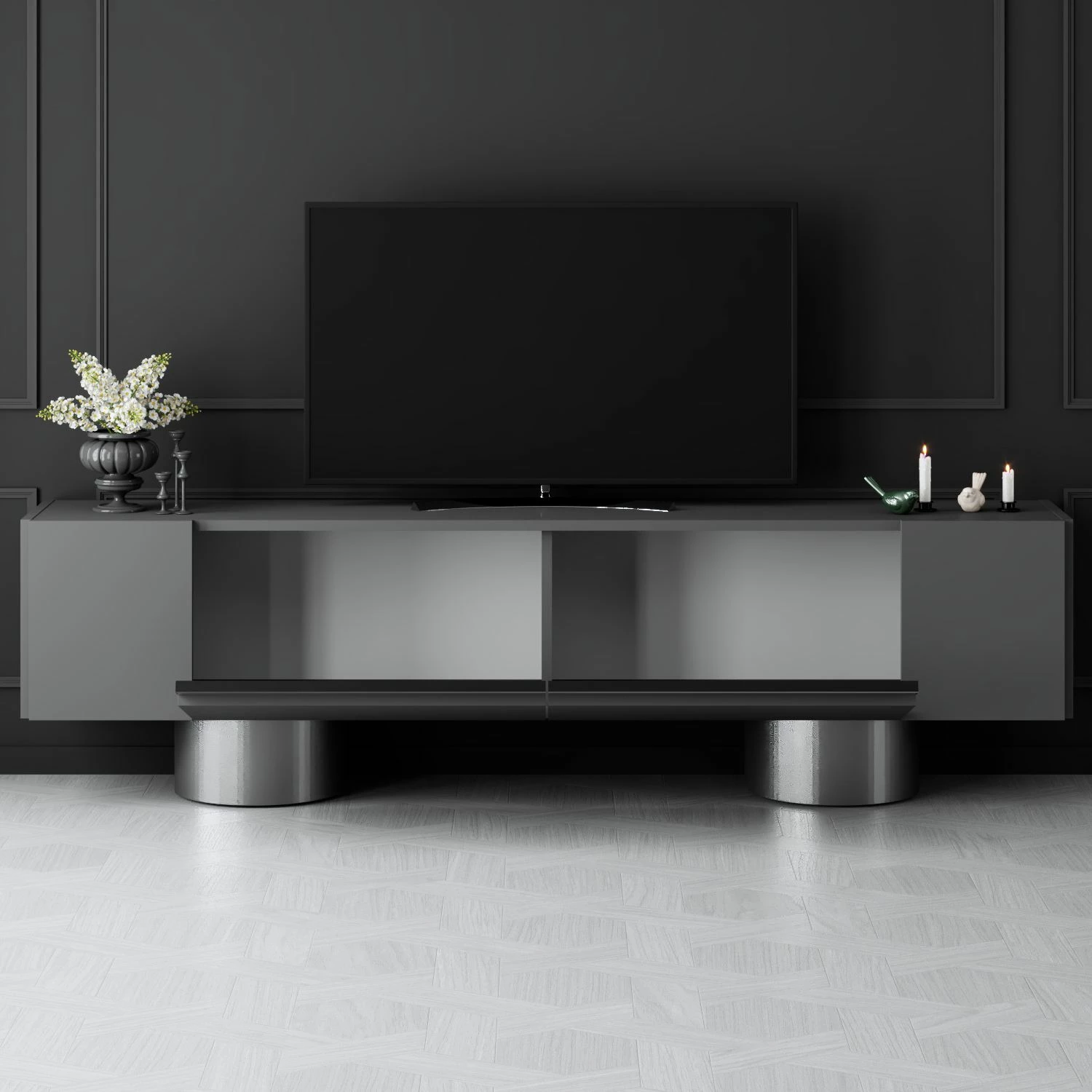 Komodë TV Hanah Home, bohem, antracit, argjend