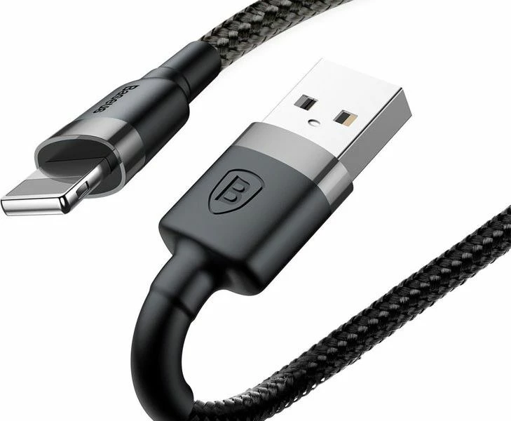 Kabllo USB-A në Lightning Baseus Kevlar 2 m 1.5A USB 2.0 e zezë/gri