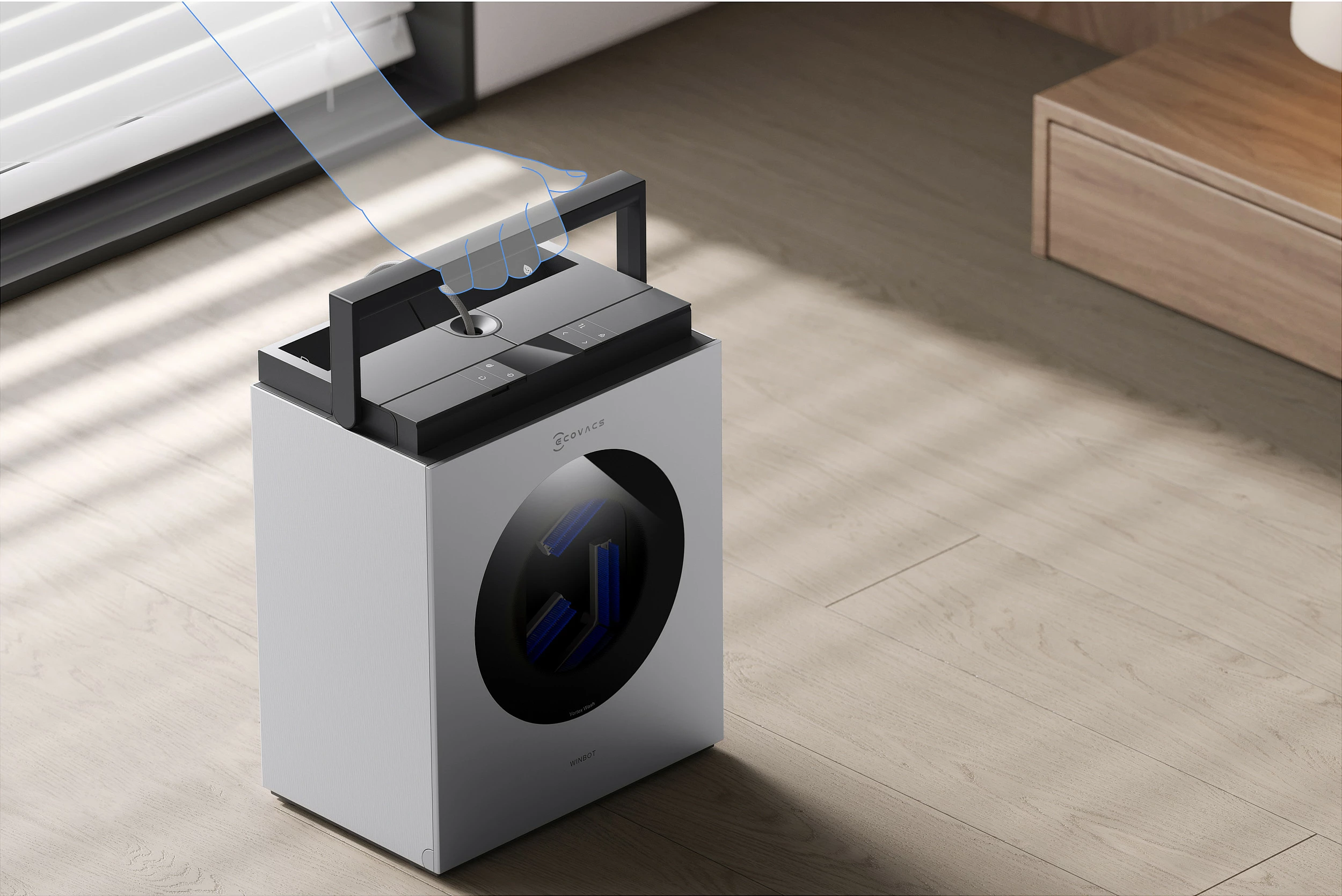 Robot pastrues dritaresh ECOVACS WINBOT W3 OMNI, 8000 Pa, 95 W, argjend/bardhë