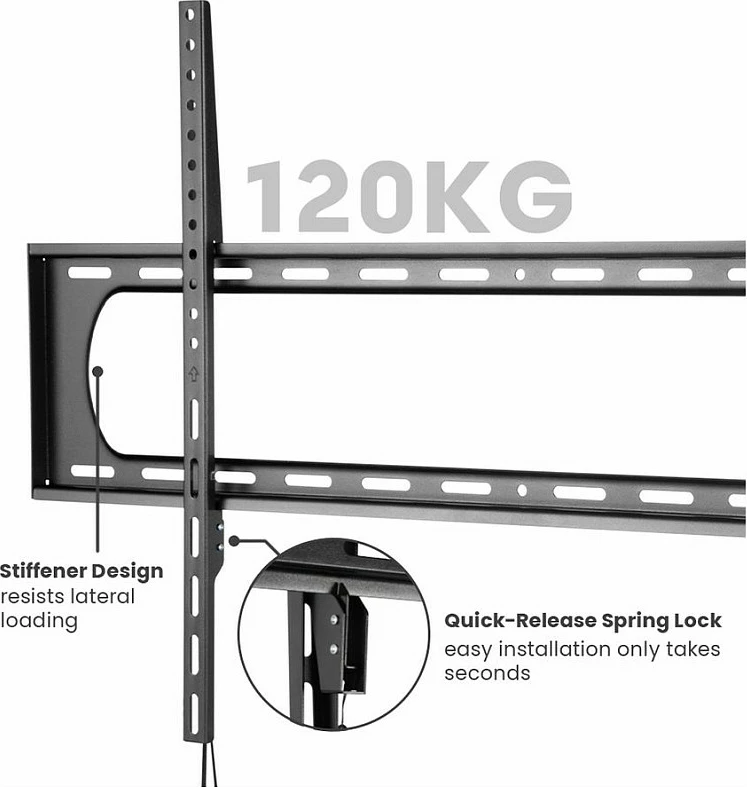 Mbajtëse muri për TV VALUE, fikse, 60-120", deri 120 kg, VESA 900x600, e zezë