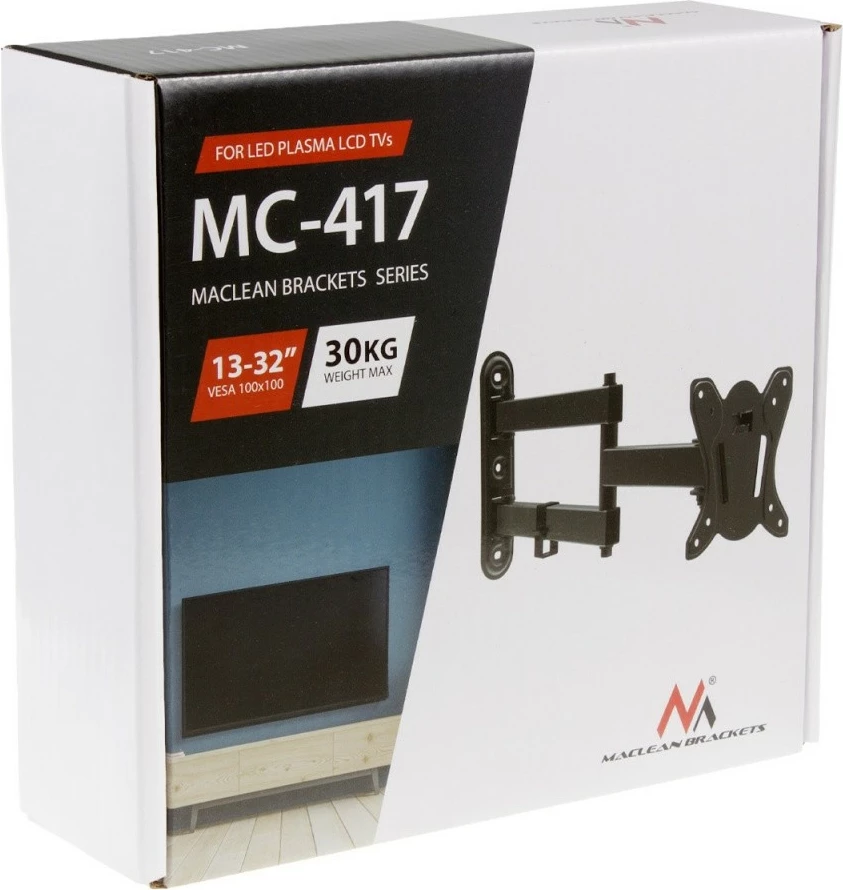 Mbajtëse muri Maclean MC-417 për TV/monitor 13-32 inç, 30kg, e zezë