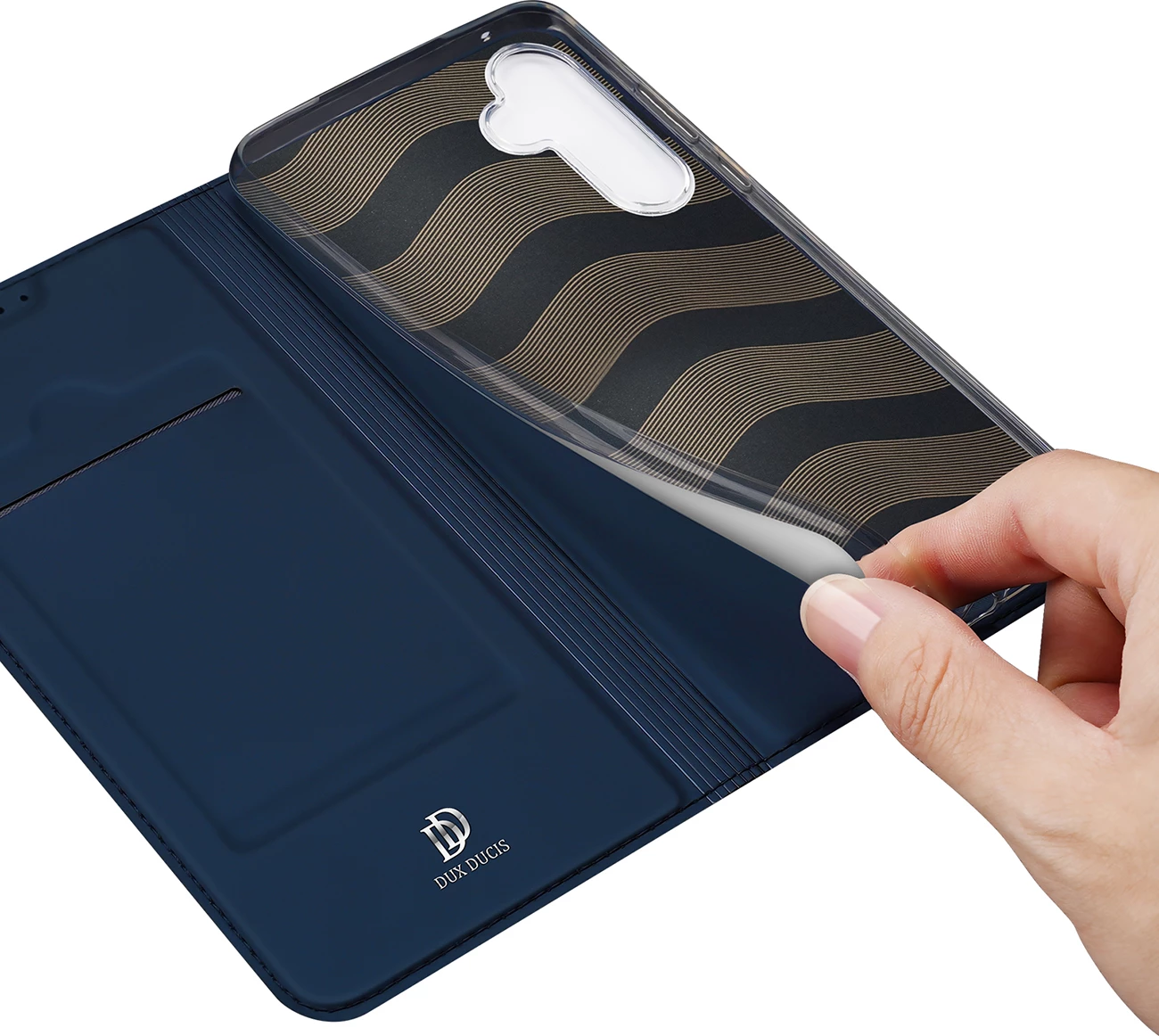 Mbështjellës Dux Ducis Skin Pro për Samsung Galaxy A55 5G, me kapak dhe xhep për kartela, Kaltër