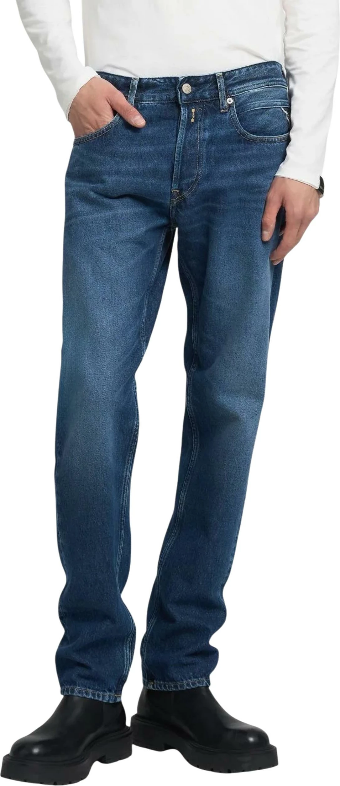 Xhinse për meshkuj Replay Straight MA972 .000.886 0C1, denim i errët