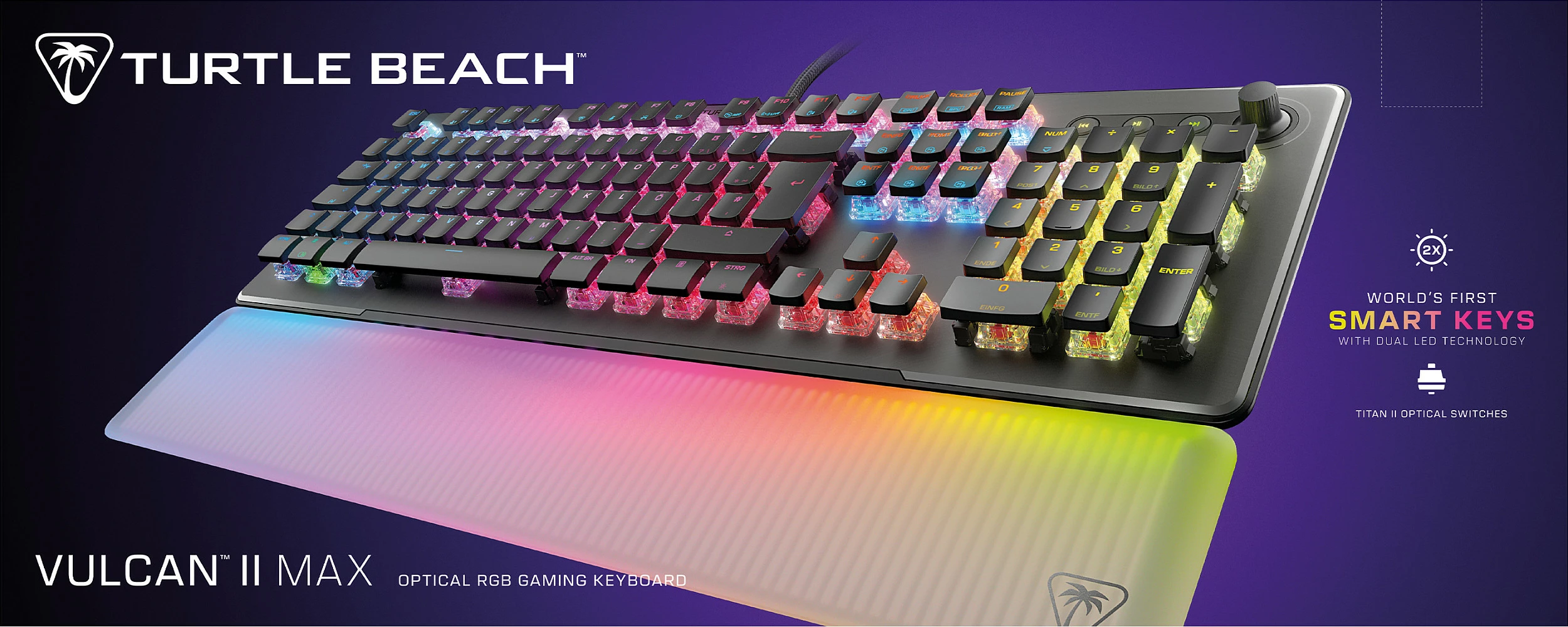 Tastierë gaming Turtle Beach Vulcan II Max, USB, full-size, RGB, QWERTZ (DE), e zezë