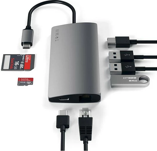 Hub USB-C Satechi V2 Multi-Port 8-në-1, ST-TCMA2M, Space Gray