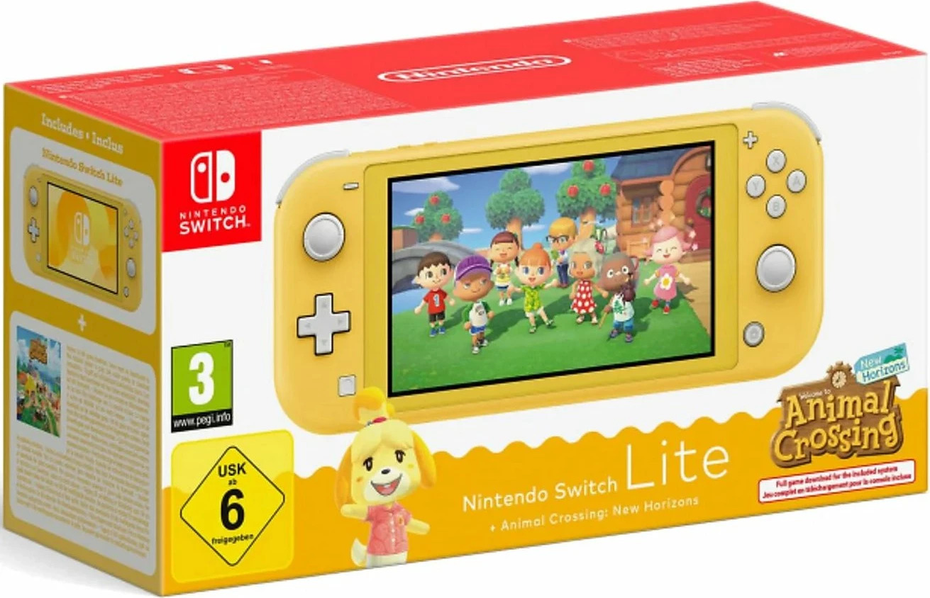 Konsolë loje Nintendo Switch Lite 32GB, Animal Crossing: New Horizons e instaluar, e verdhë, paketë