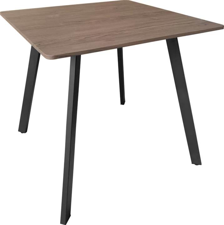 Tavolinë katrore Squaro, ngjyrë arre, këmbë metalike të zeza, 80x80x75cm