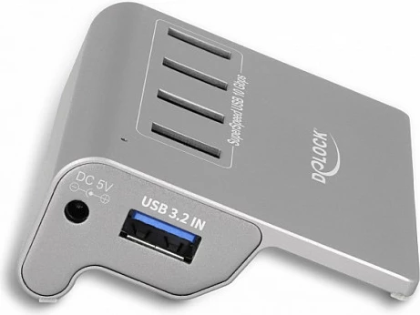 USB hub DeLOCK USB 3.2 Gen 2, 4x USB-A 10Gbps, metal, kabllo 0.8m, gri