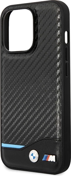Mbështjellës BMW Leather Carbon për iPhone 13 Pro / 13 6.1", i zi, hardcase