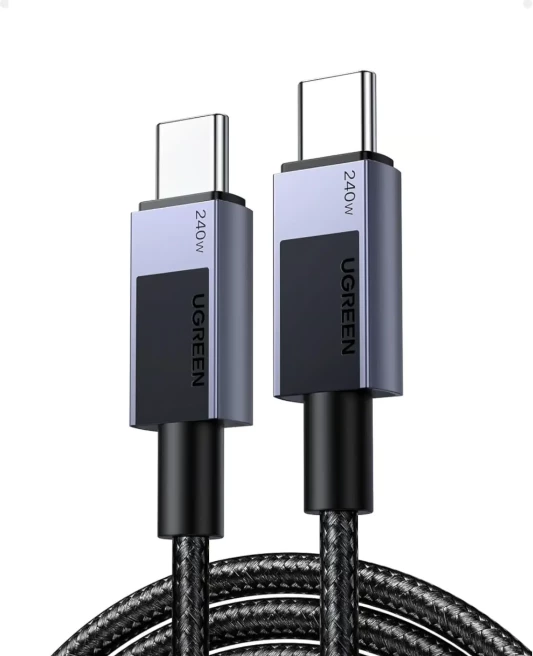 Kabllo karikimi USB-C në USB-C UGREEN 45067, 240W, 1m, PD3.1/PPS, USB 2.0 480Mbps, e zezë