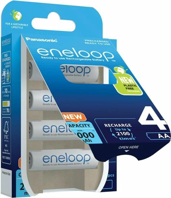 Bateria të rikarikueshme Panasonic Eneloop AA 2000mAh 4 copë, të bardha