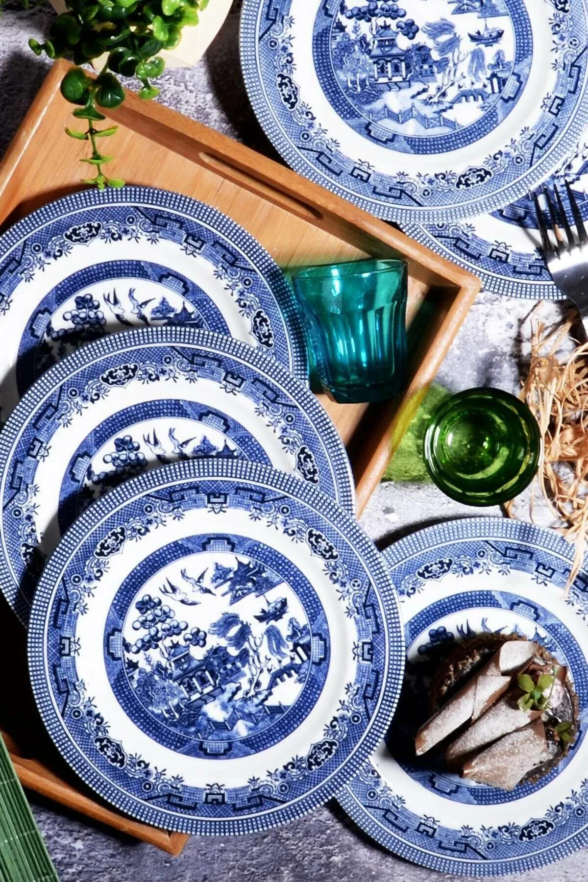 Set pjatash për ëmbëlsira, 6 copë, Hermia, BEV0705, ngjyrë kaltër