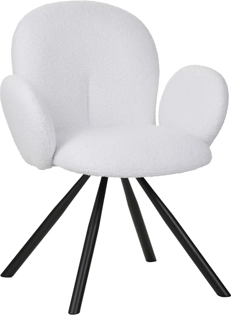 Karrige Garzele Inart, pëlhurë teddy e bardhë, këmbë metalike të zeza, 68x66x82.5cm