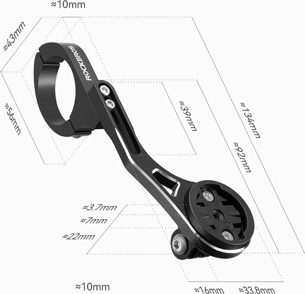 Mbajtëse timoni biçiklete Rockbros FK-301 2-në-1, për kompjuter Garmin/Wahoo/Bryton + dritë/kamerë GoPro, 31.8 mm, E zezë