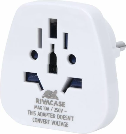 Adapter udhëtimi RIVACASE PS4100, World to EU, 2500 W, i bardhë